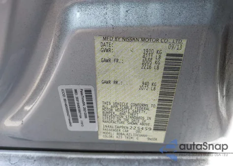 2014 Nissan Altima 2.5 S from USA, damaged, VIN 1N4AL3AP9EN225459